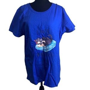 I hate Mornings Dog Fruit Of The Loom Blue T-Shirt Women’s Size 2XL